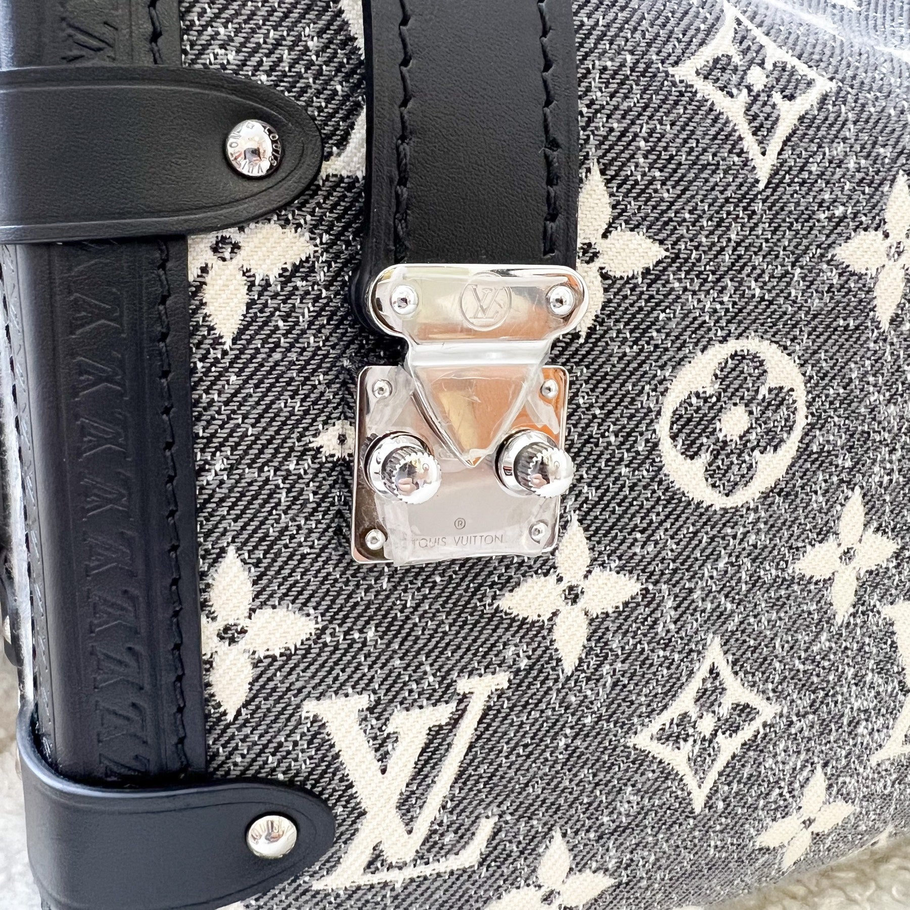 LV Side Trunk Bag in Black / Grey Denim and SHW