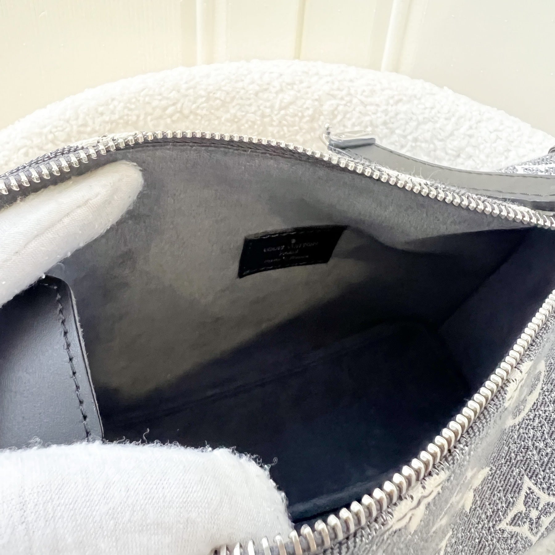 LV Side Trunk Bag in Black / Grey Denim and SHW