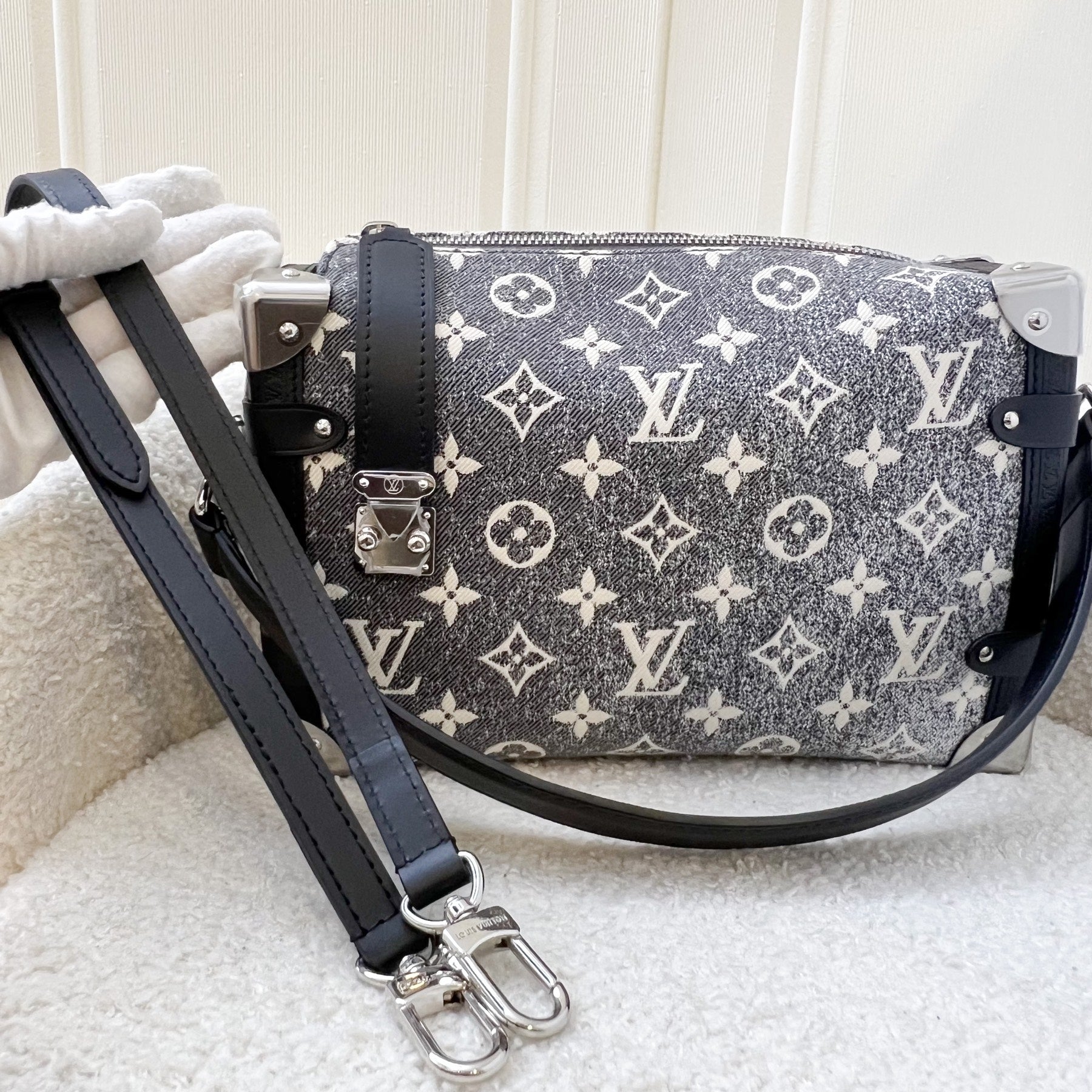 LV Side Trunk Bag in Black / Grey Denim and SHW