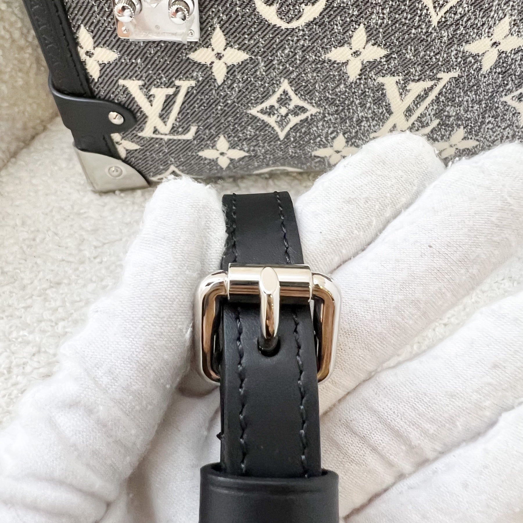 LV Side Trunk Bag in Black / Grey Denim and SHW