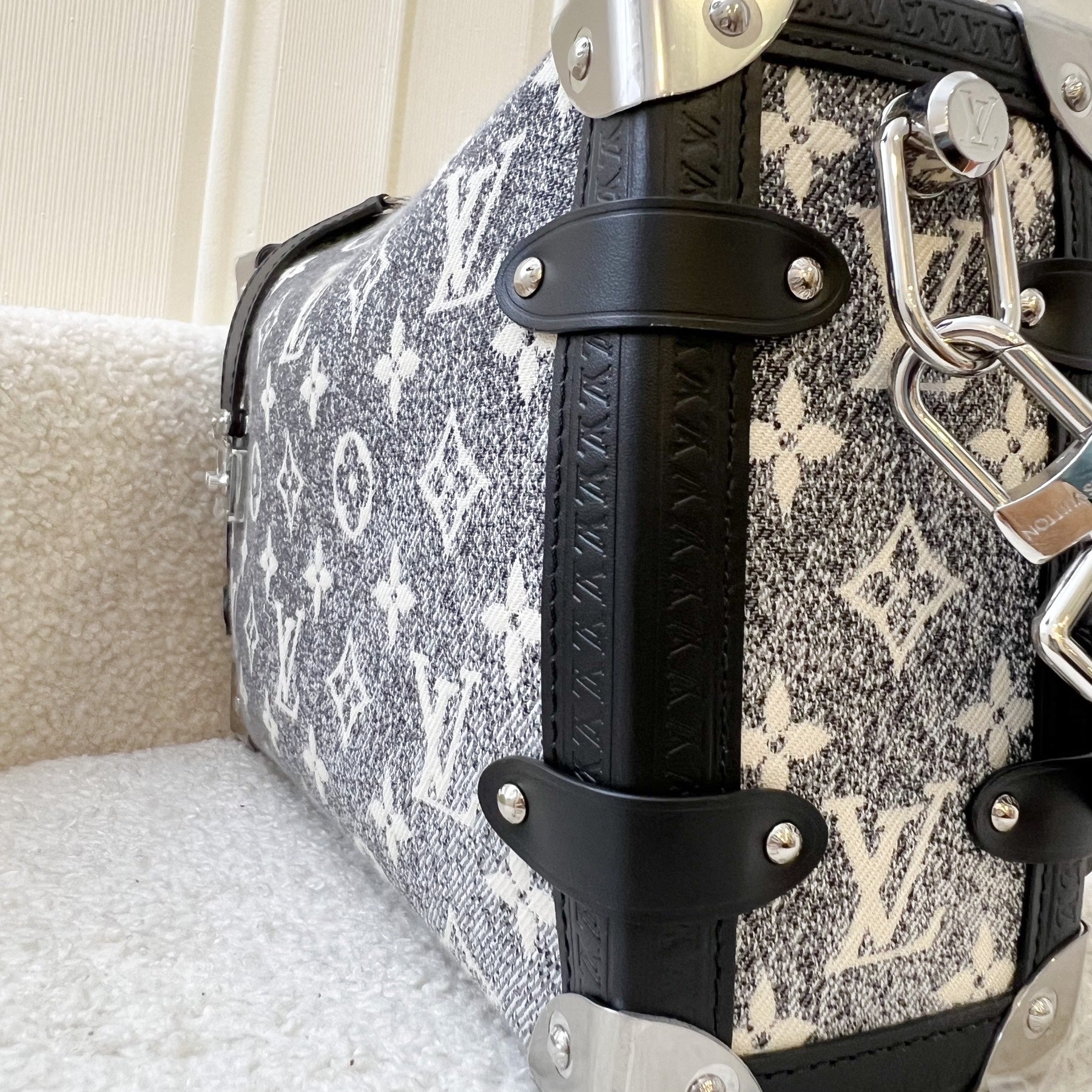 LV Side Trunk Bag in Black / Grey Denim and SHW