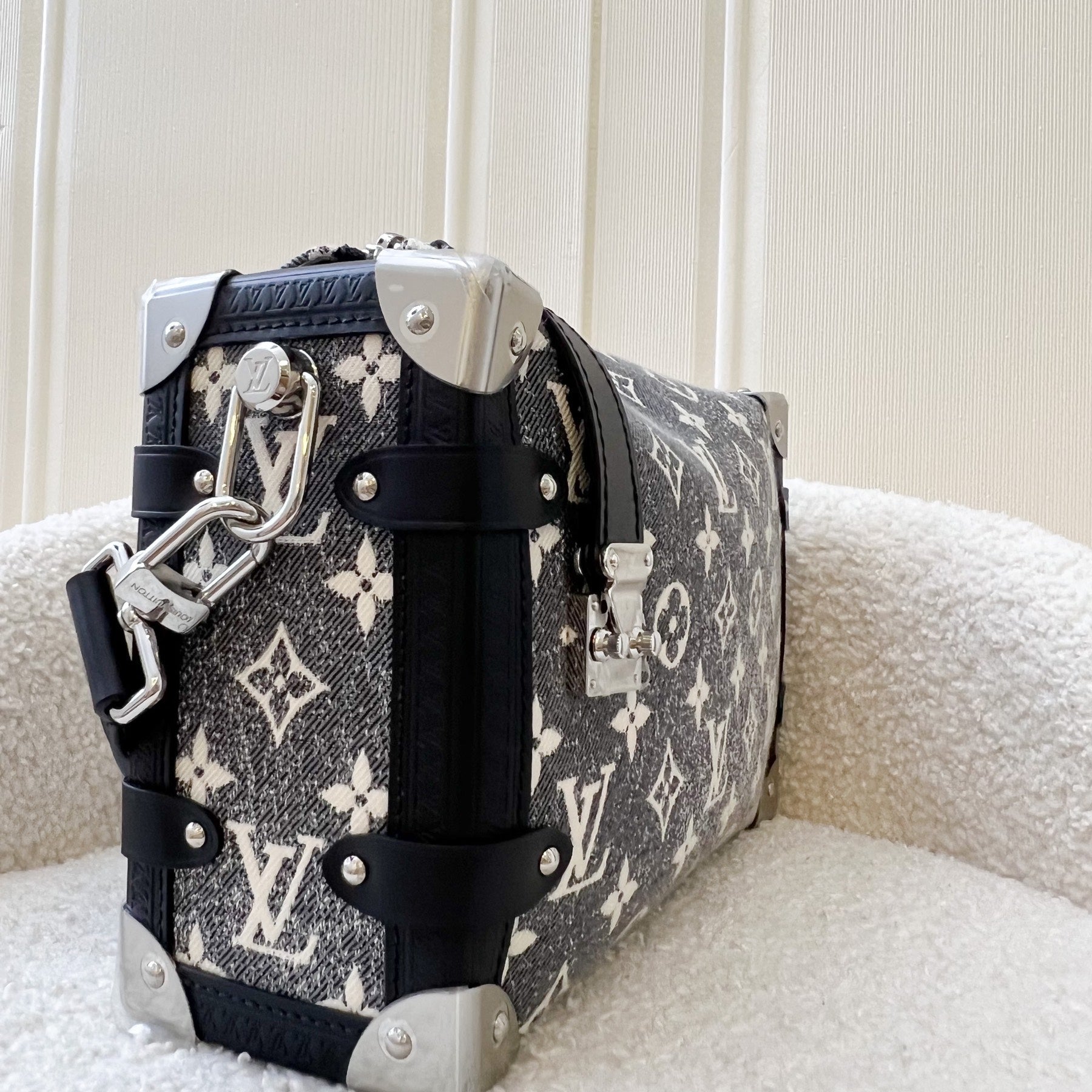 LV Side Trunk Bag in Black / Grey Denim and SHW