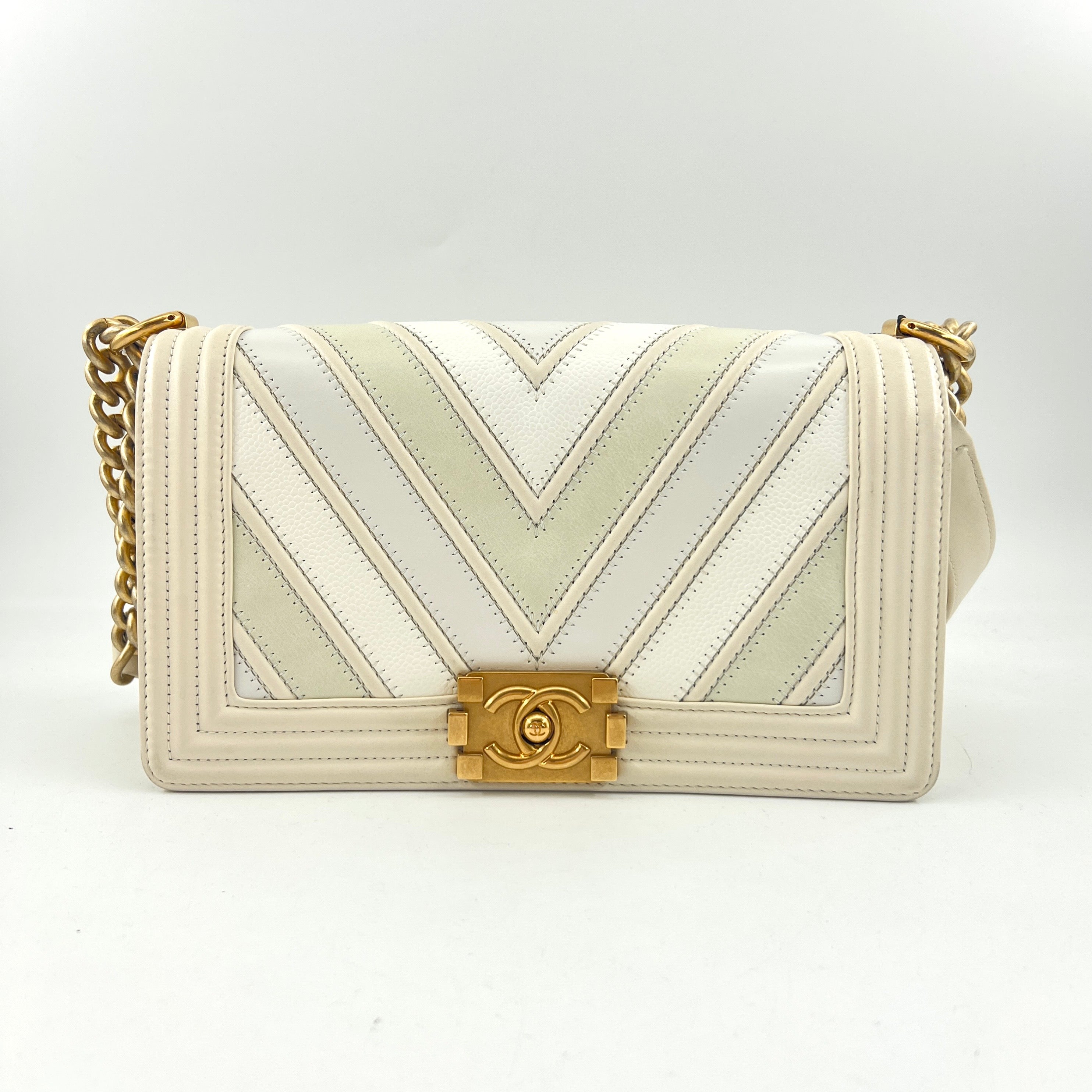 Chanel Mix Leather Medium Flap Boy Bag