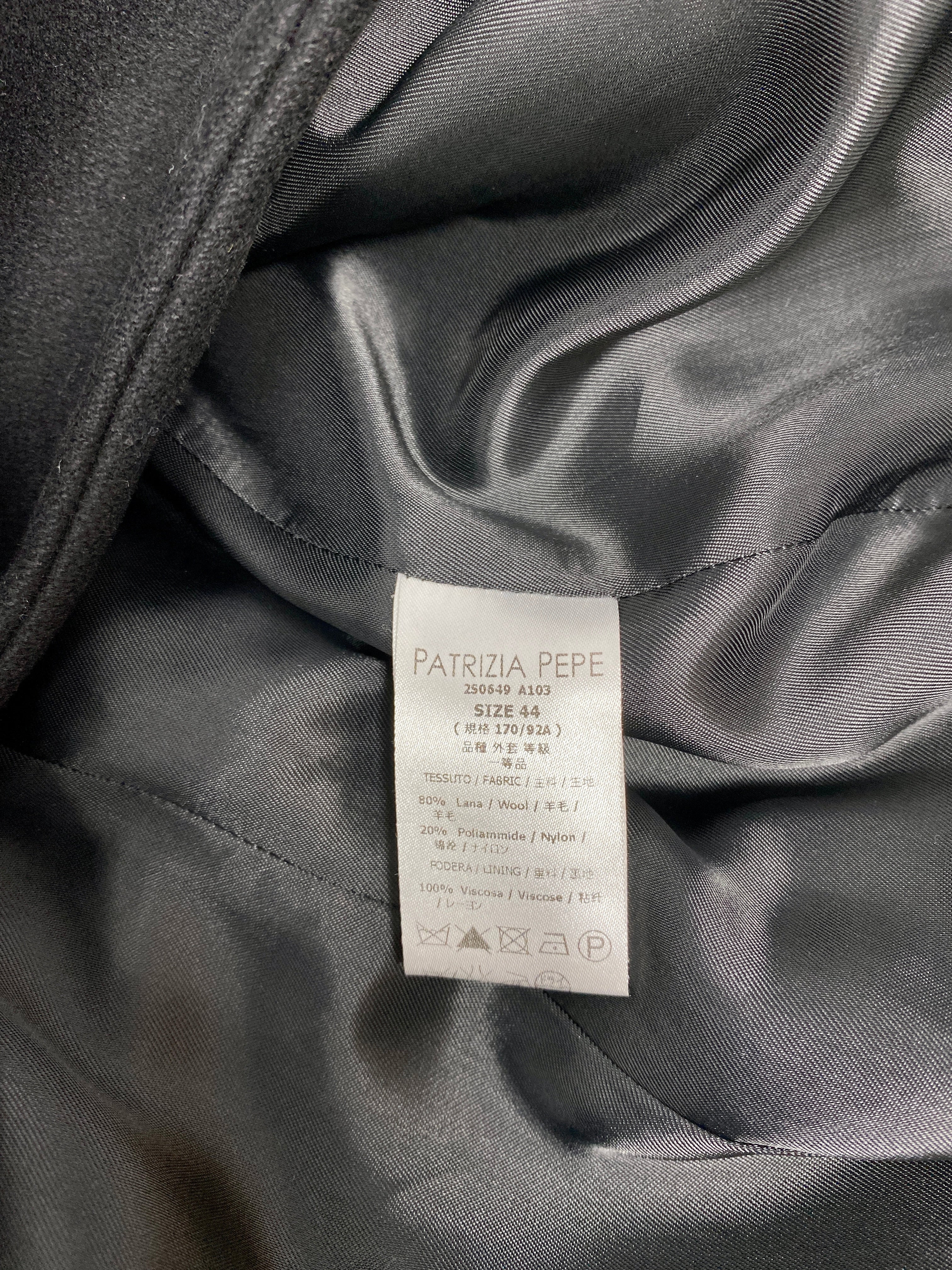 PATRIZIA PEPE WOOL COAT BLACK - SIZE IT 44