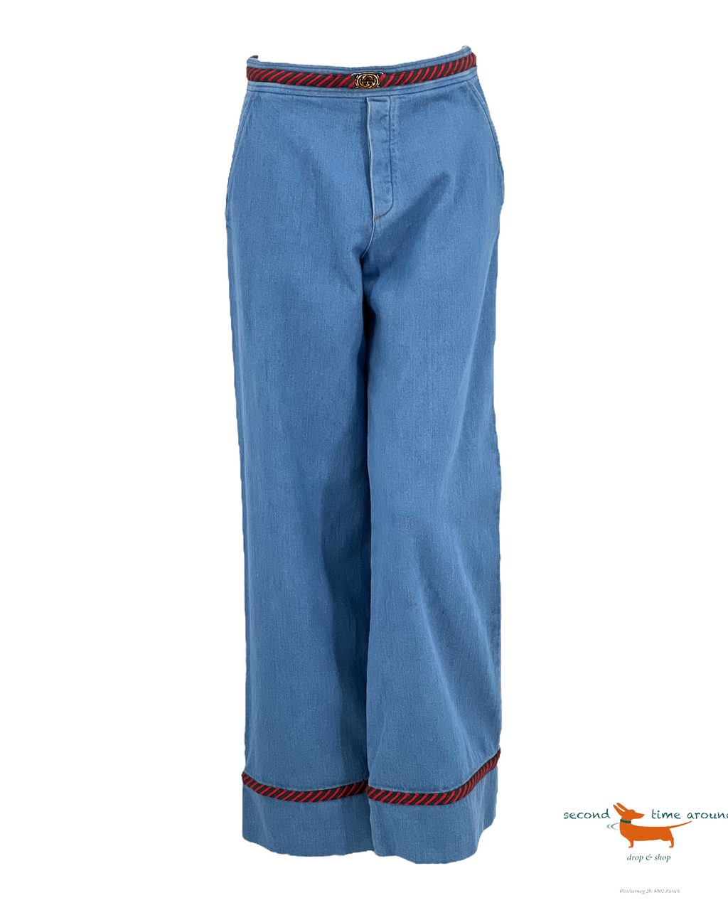 Gucci Hoch sitzende Jeans mit weitem Bein und geflochtenen Besätzen