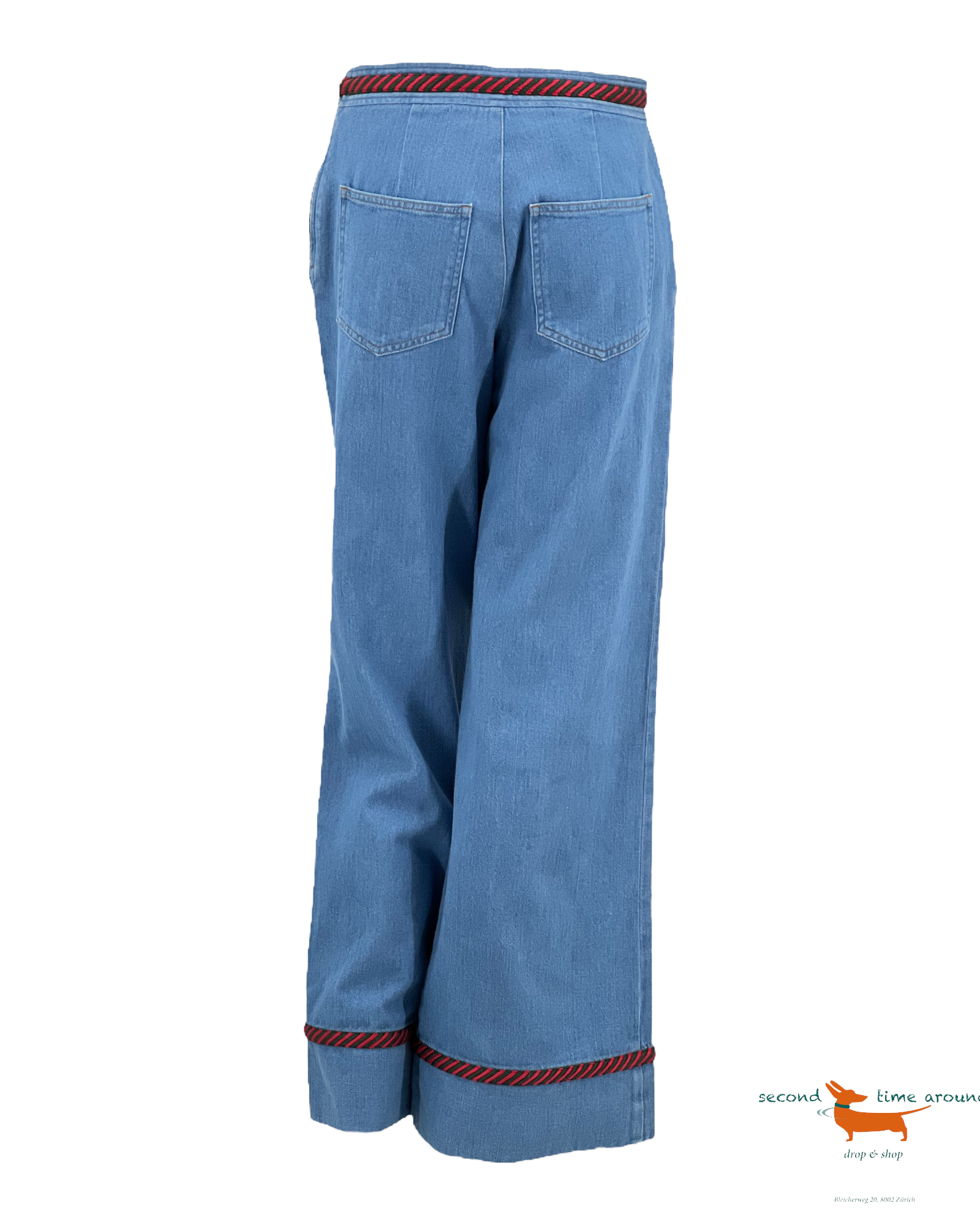 Gucci Hoch sitzende Jeans mit weitem Bein und geflochtenen Besätzen