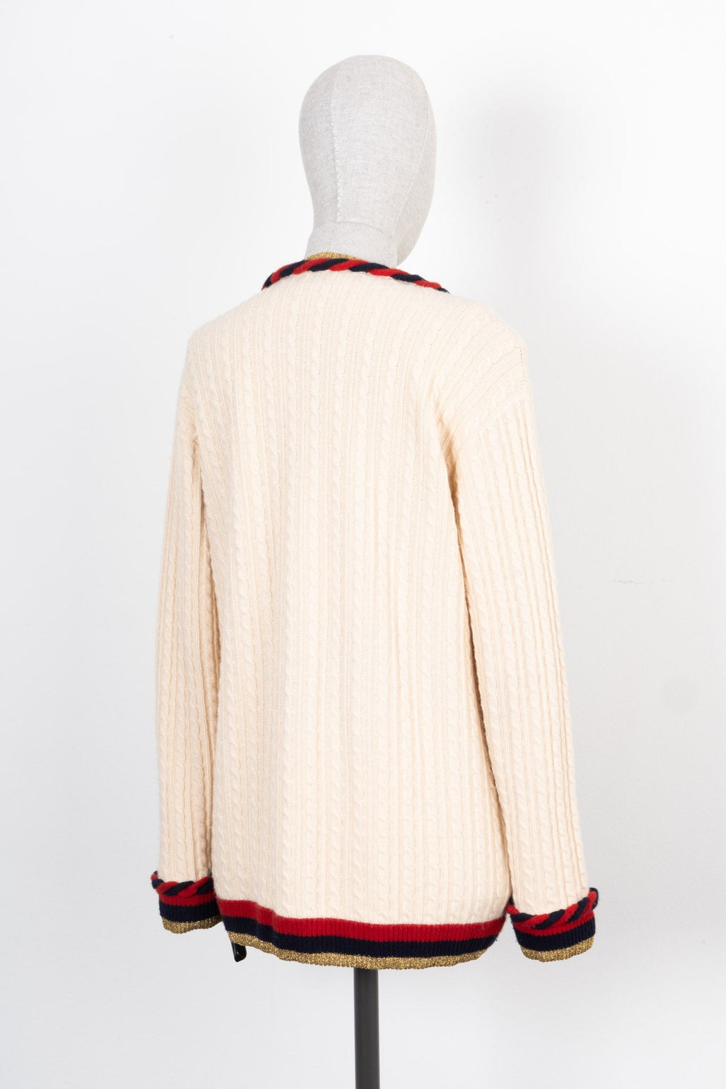 GUCCI Braided Knit Cardigan Beige