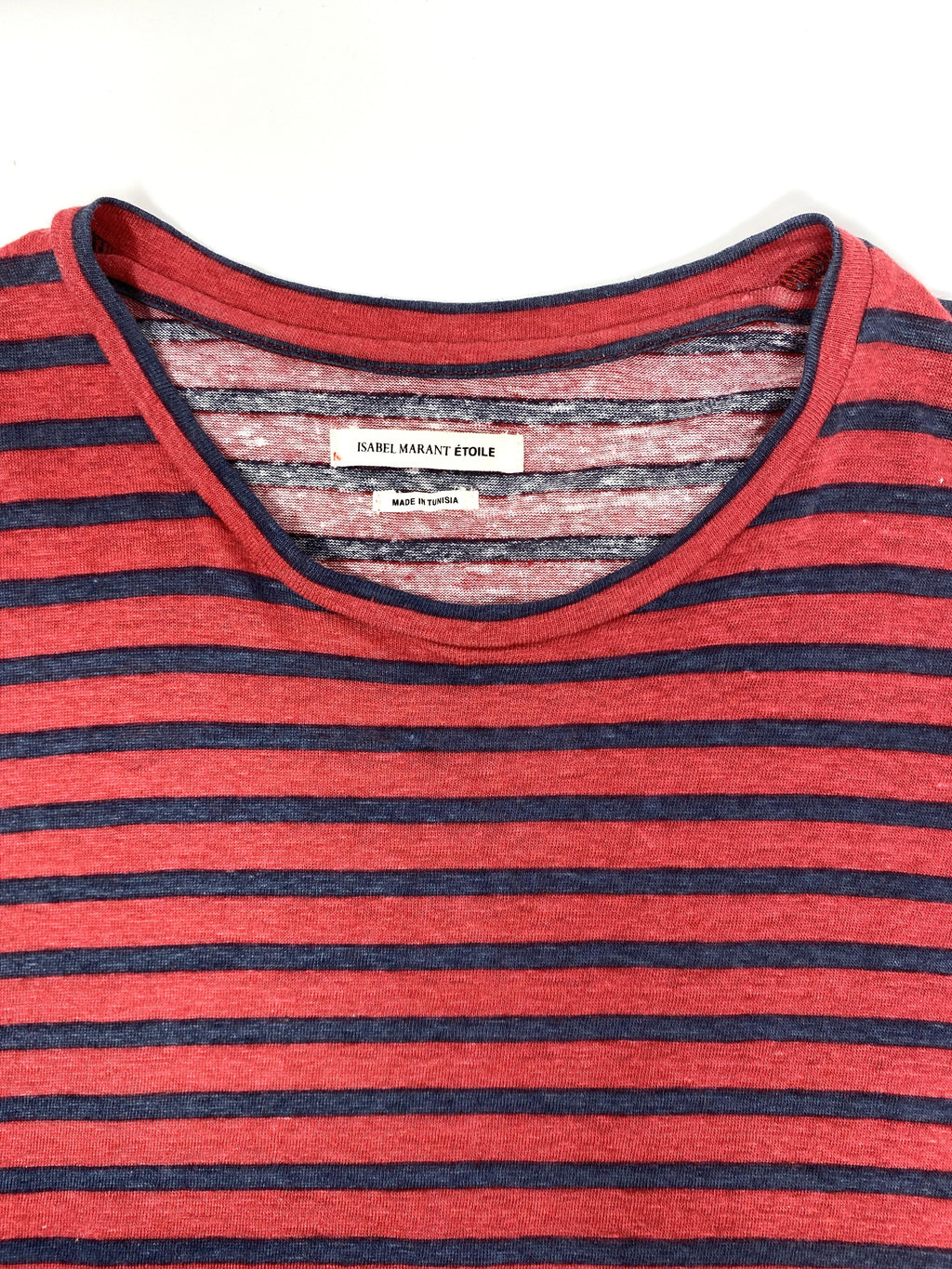 ISABEL MARANT ÃƒÆ’Ã¢â‚¬Â°TOILE LINEN STRIPED SHIRT RED/NAVY - SIZE XS