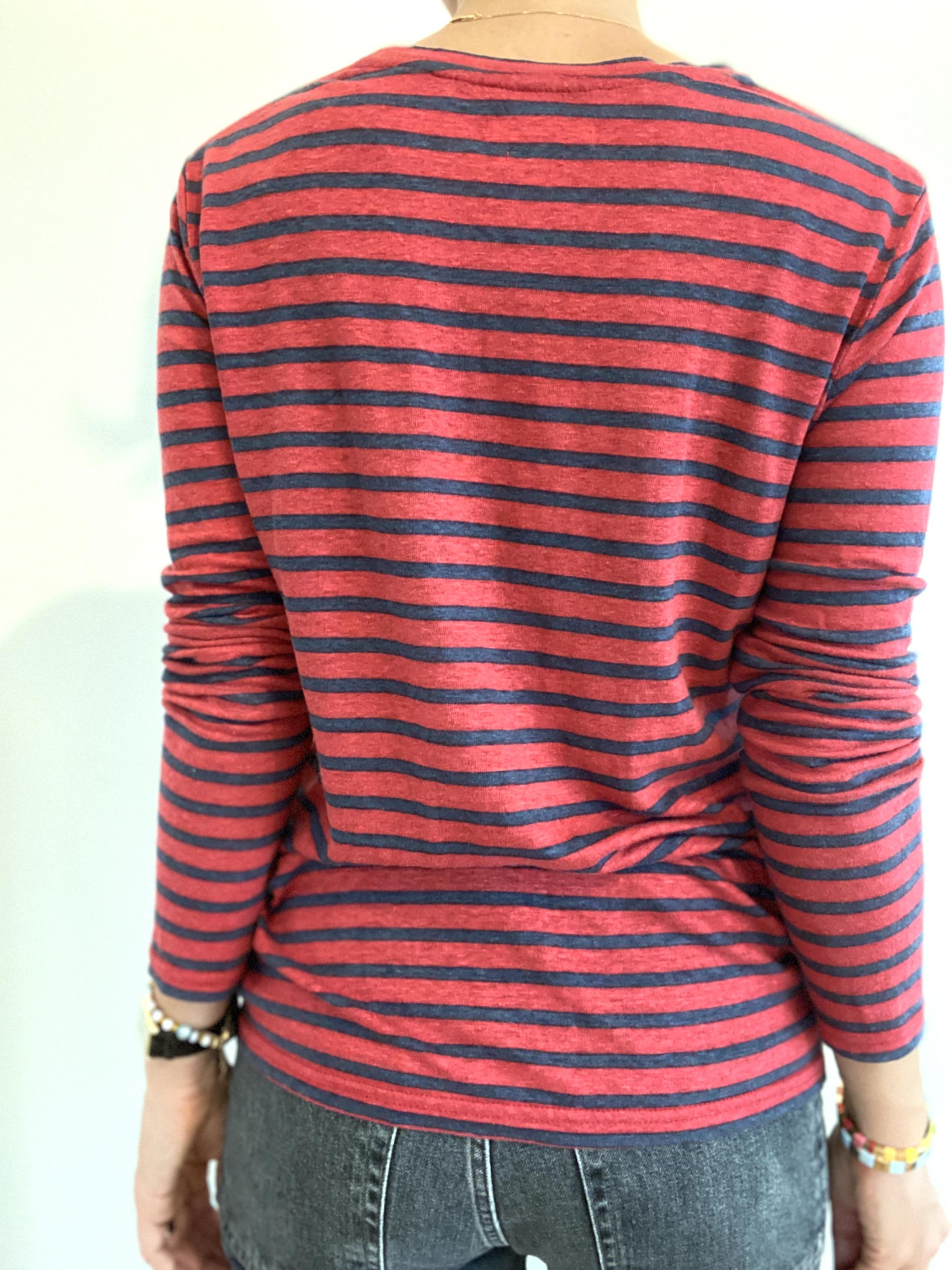 ISABEL MARANT ÃƒÆ’Ã¢â‚¬Â°TOILE LINEN STRIPED SHIRT RED/NAVY - SIZE XS