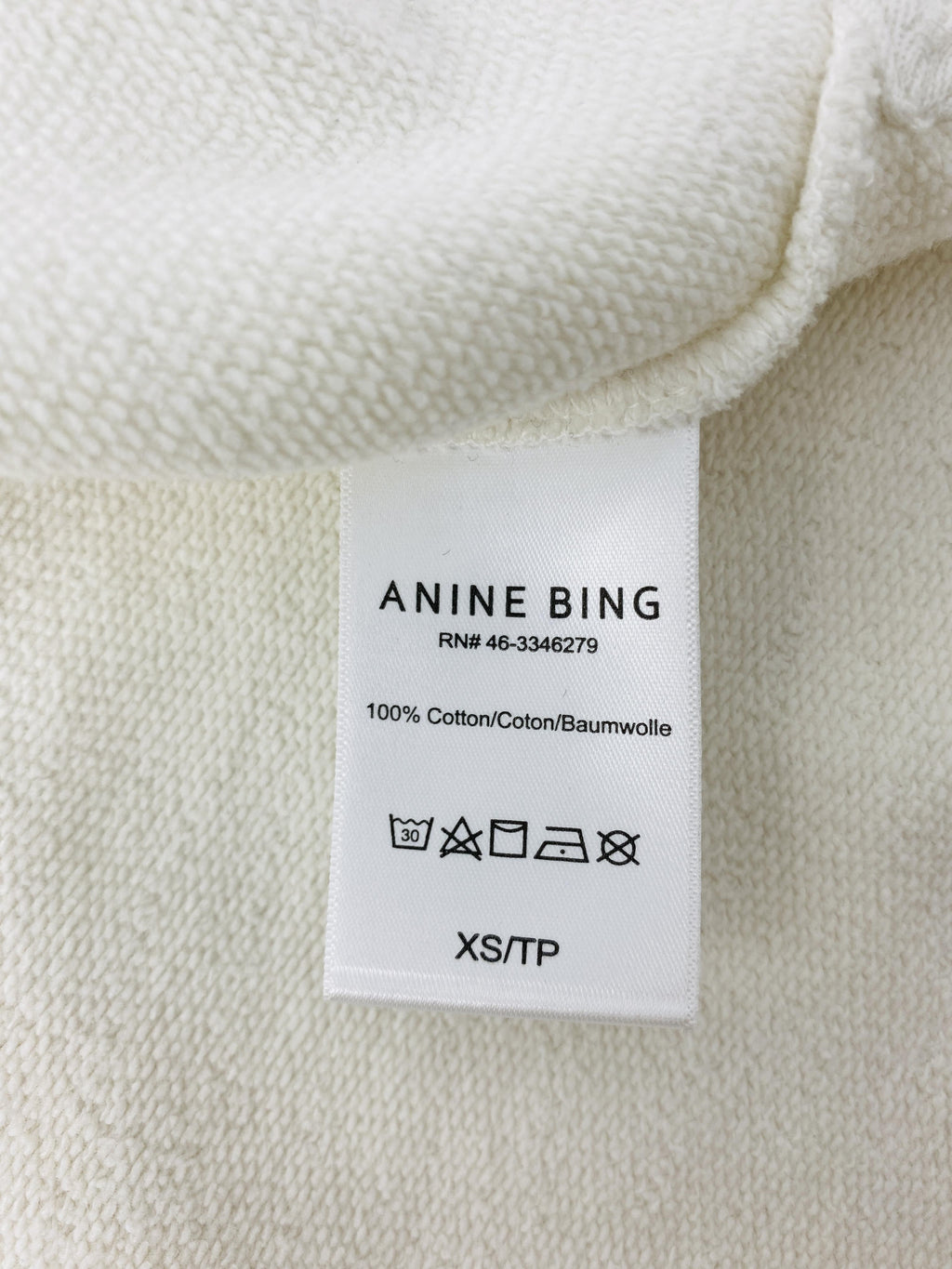 ANINE BING TATUM SWEATSHIRT IN IVORY - SIZE XS