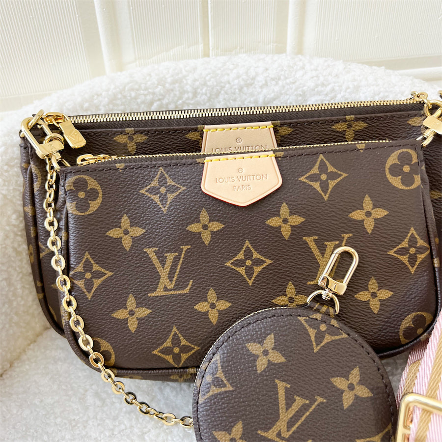 LV Multi Pochette Accessoires MPA in Monogram Canvas, Pink Strap and GHW