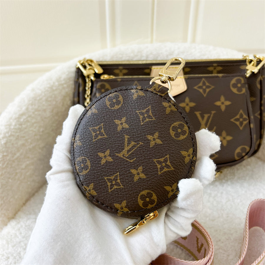 LV Multi Pochette Accessoires MPA in Monogram Canvas, Pink Strap and GHW