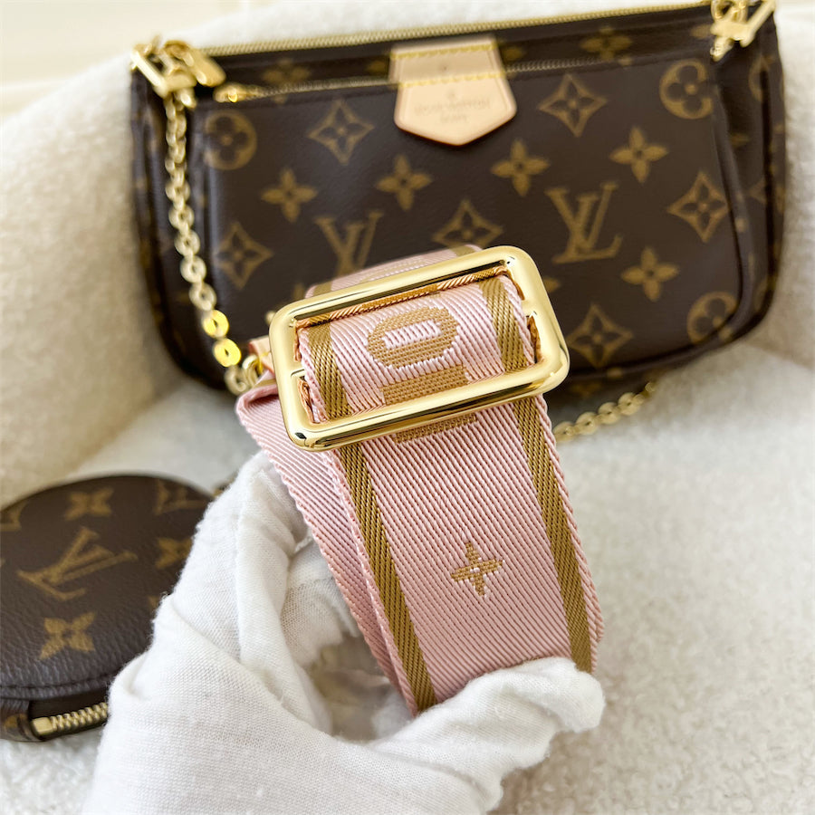 LV Multi Pochette Accessoires MPA in Monogram Canvas, Pink Strap and GHW