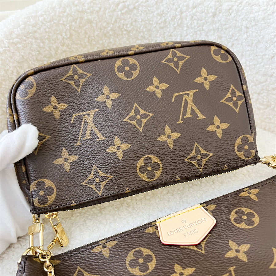 LV Multi Pochette Accessoires MPA in Monogram Canvas, Pink Strap and GHW