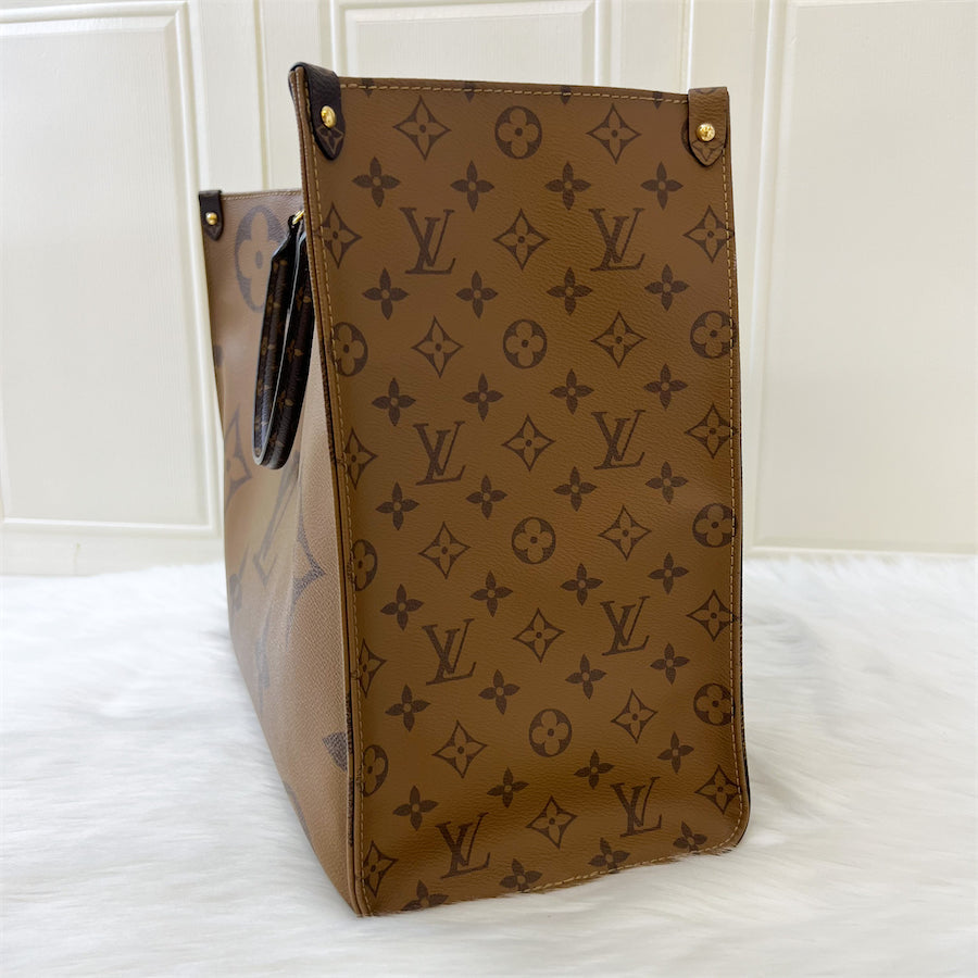 LV Onthego GM in Reverse Monogram Canvas GHW