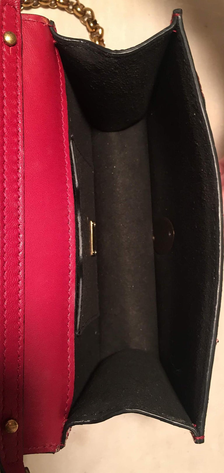Dolce and Gabbana Maroon Snakeskin Keyhole Clutch Bag