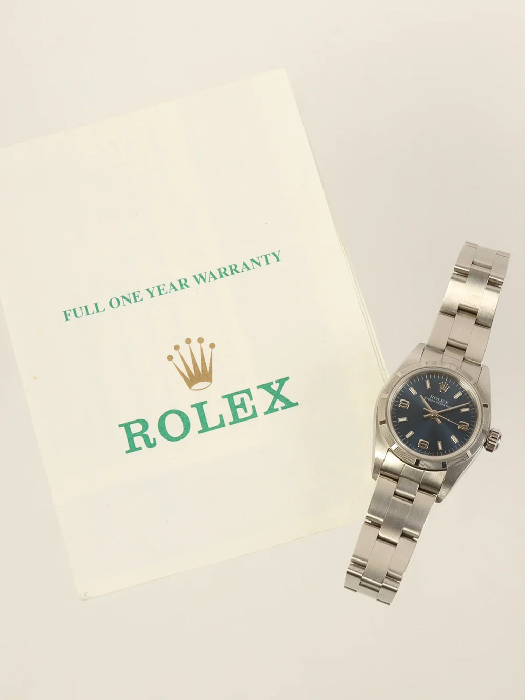 ROLEX Oyster Perpetual Silver/Bright Blue
