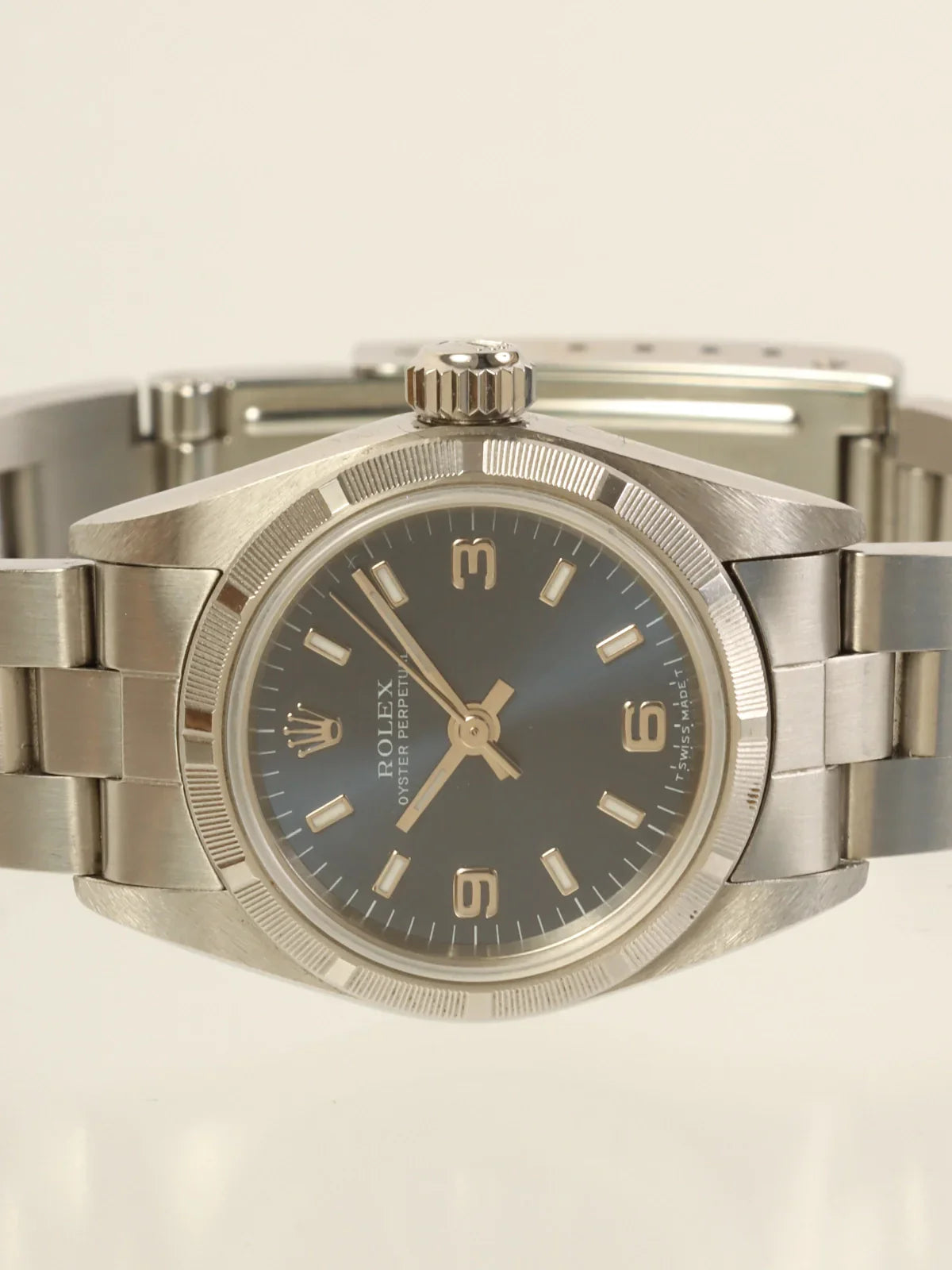 ROLEX Oyster Perpetual Silver/Bright Blue