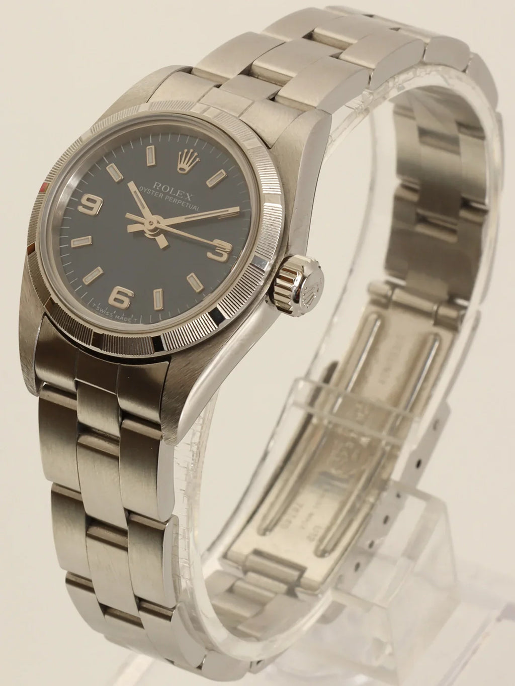 ROLEX Oyster Perpetual Silver/Bright Blue