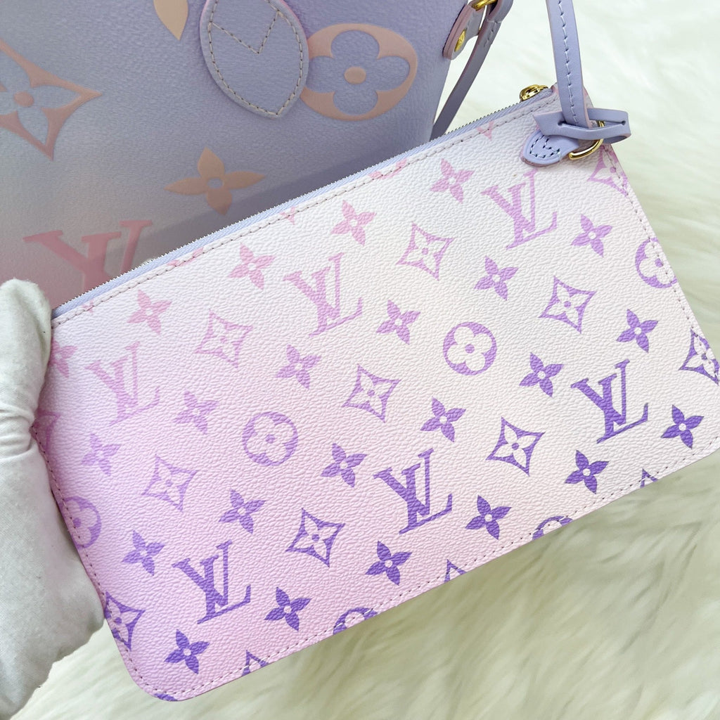 LV Neverfull MM Spring in the Air Sunrise Pastel Canvas and GHW