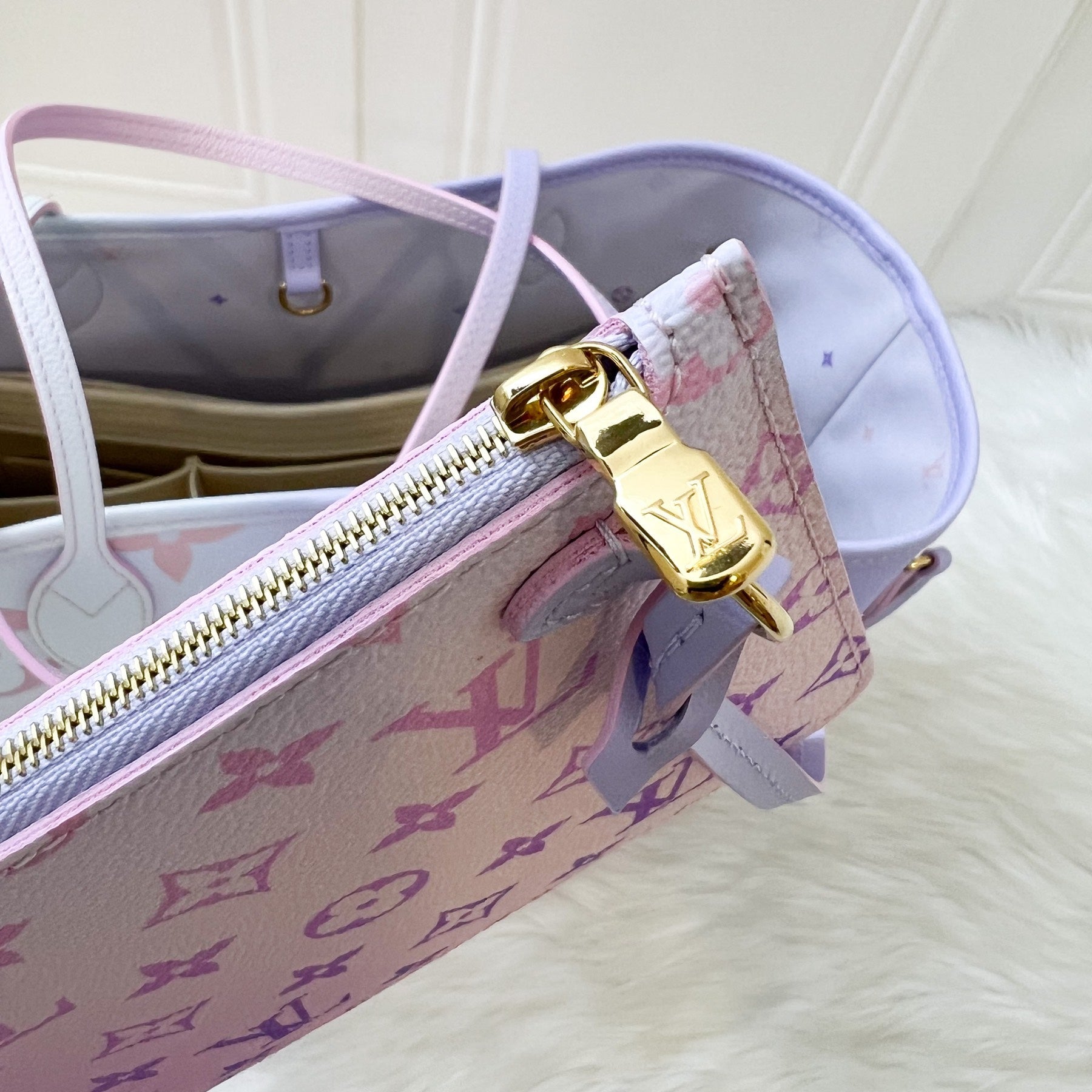 LV Neverfull MM Spring in the Air Sunrise Pastel Canvas and GHW