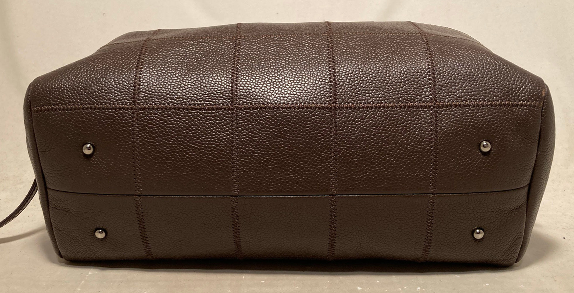 Chanel Brown Square Stitch Bowler Bag