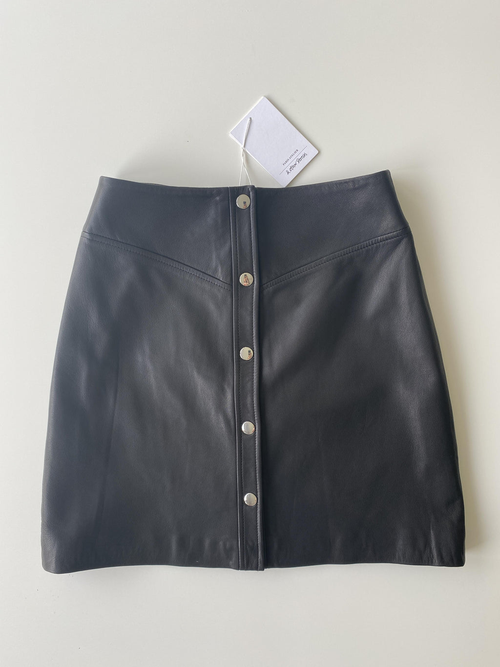 & OTHER STORIES Leather Snap Button Mini Skirt - SIZE EUR 34 / US 2