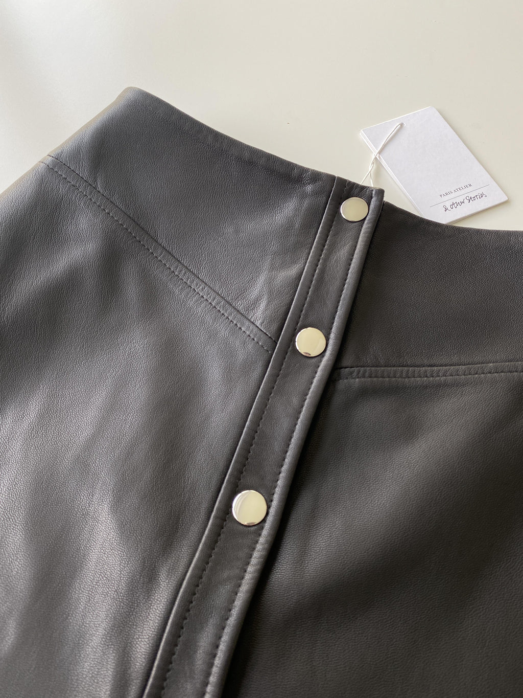 & OTHER STORIES Leather Snap Button Mini Skirt - SIZE EUR 34 / US 2