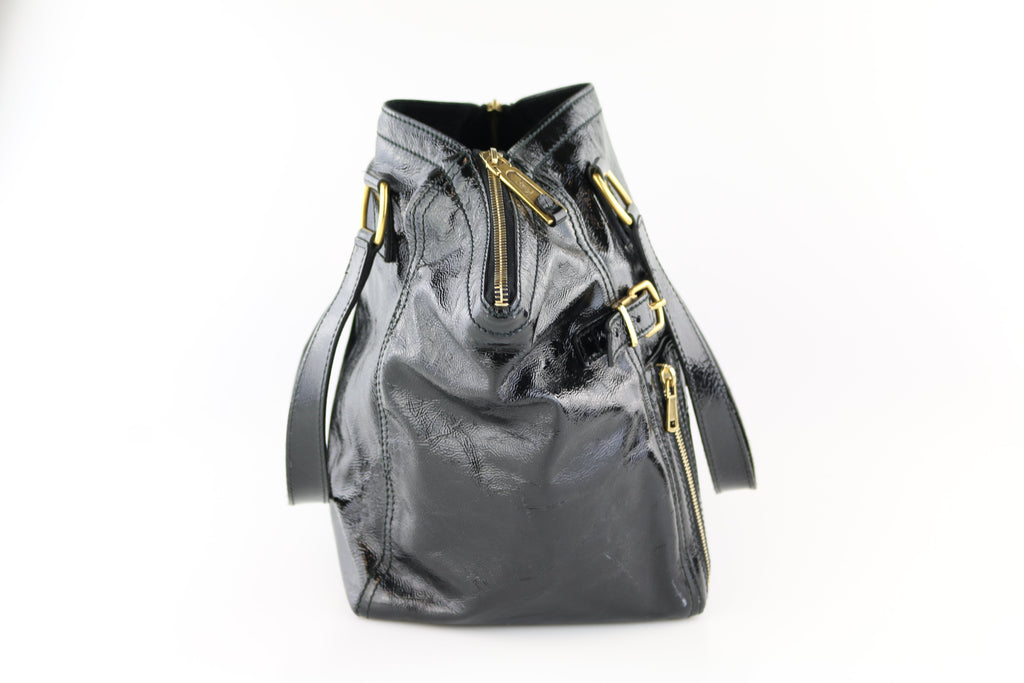 Black Patent Downtown Tote