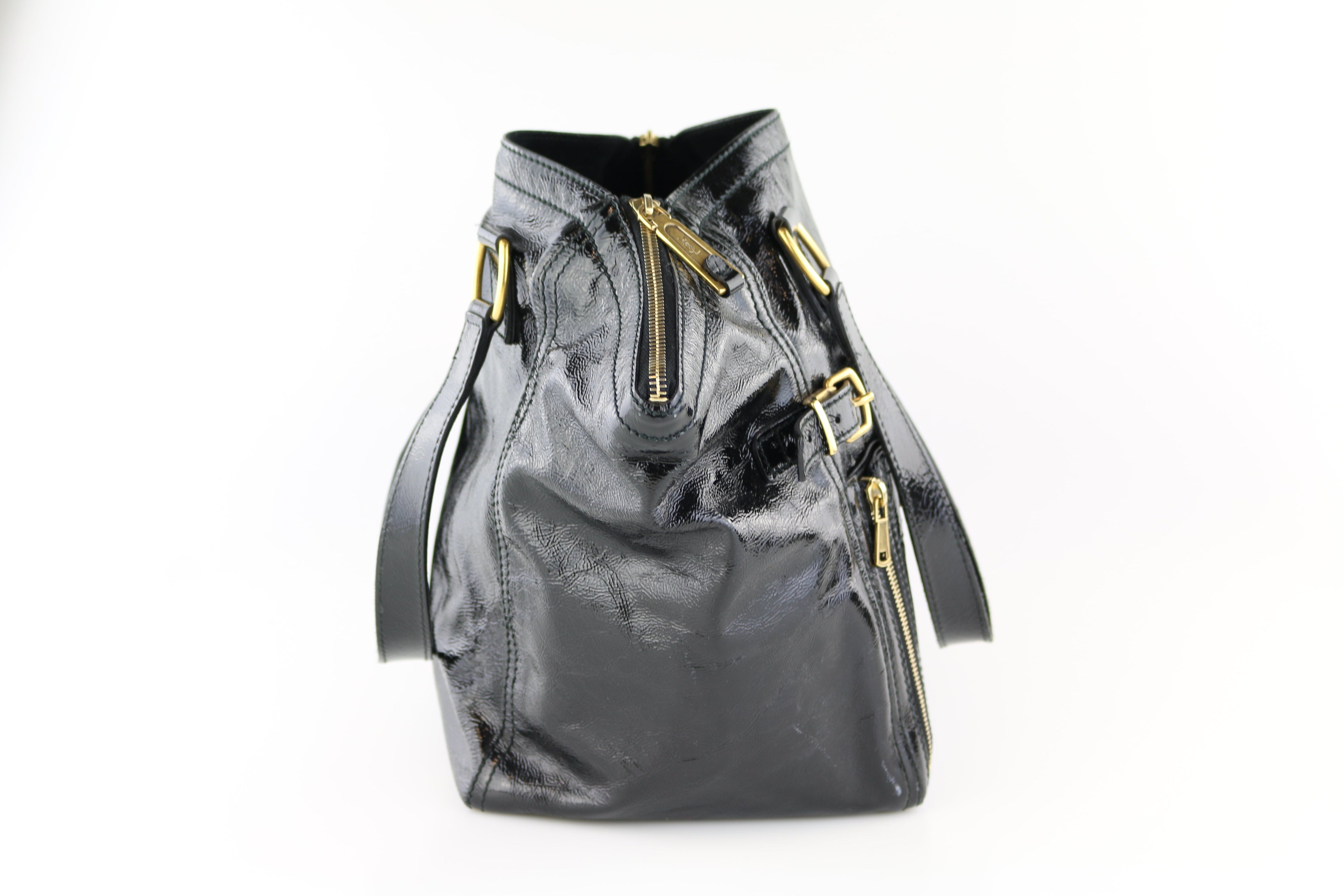 Black Patent Downtown Tote