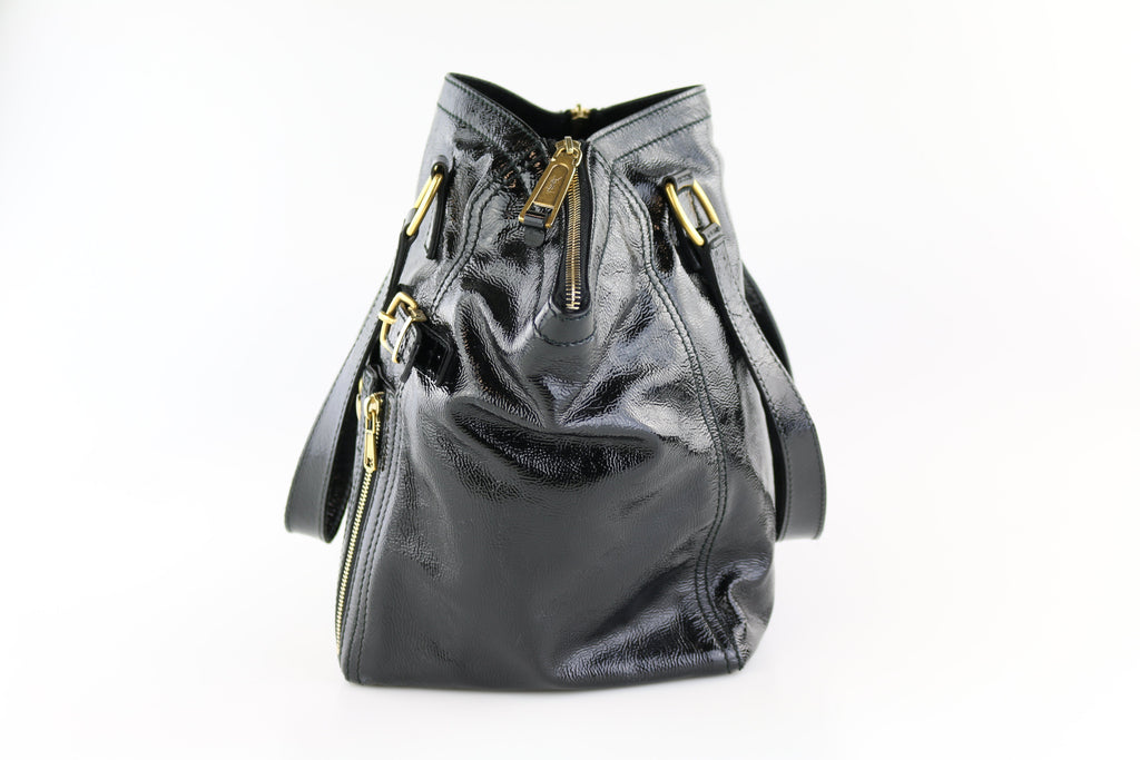 Black Patent Downtown Tote