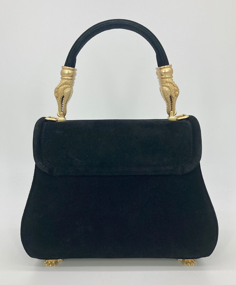 Barry Kiselstein Cord Black Suede Trophy Bag