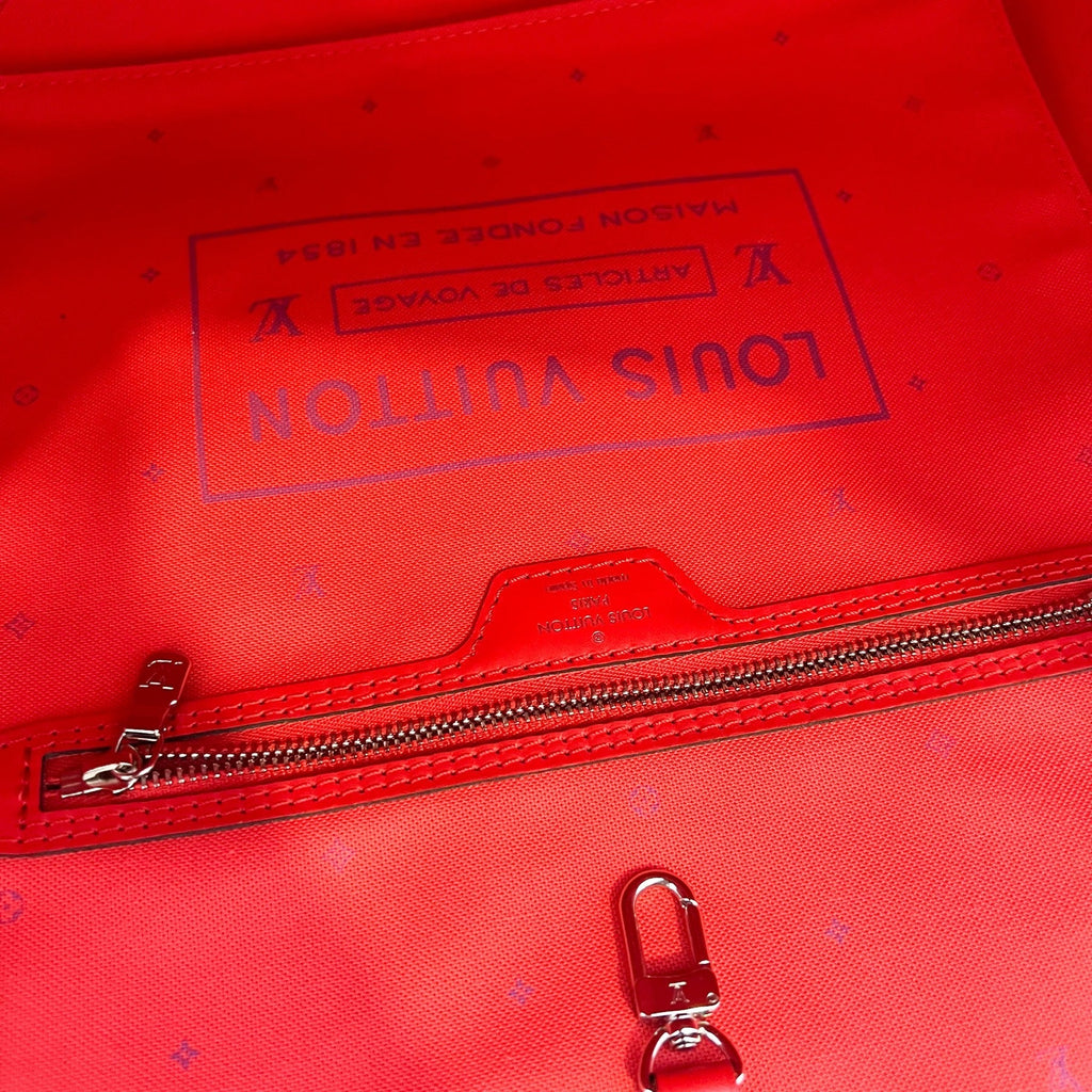 LV Neverfull MM with Detachable Pouch in Red / Pink Escale Monogram Canvas SHW