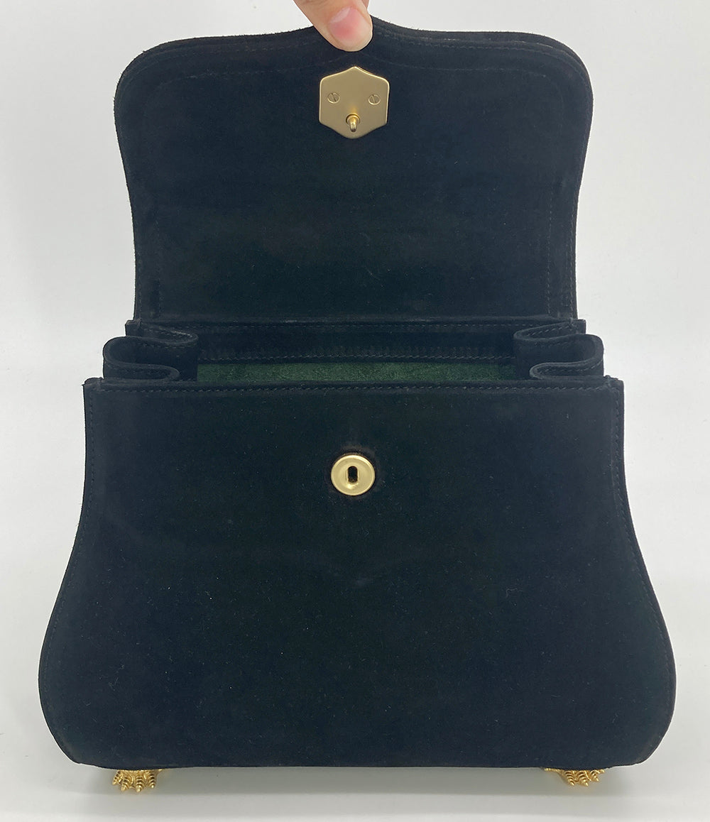 Barry Kiselstein Cord Black Suede Trophy Bag