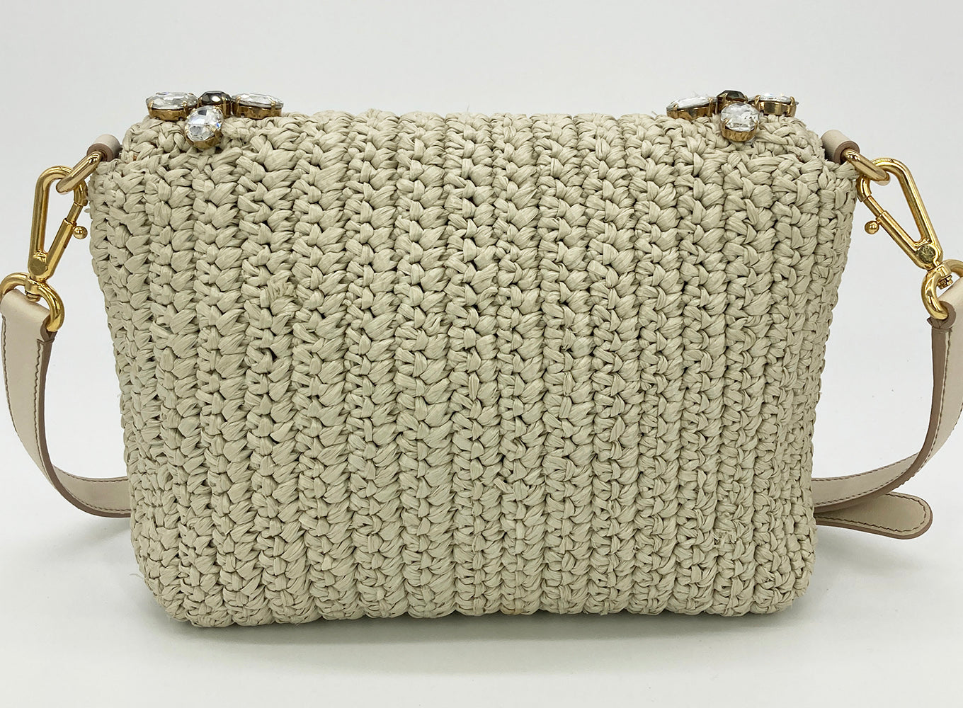 Dolce & Gabbana Crystal Raffia Flap Shoulder Bag