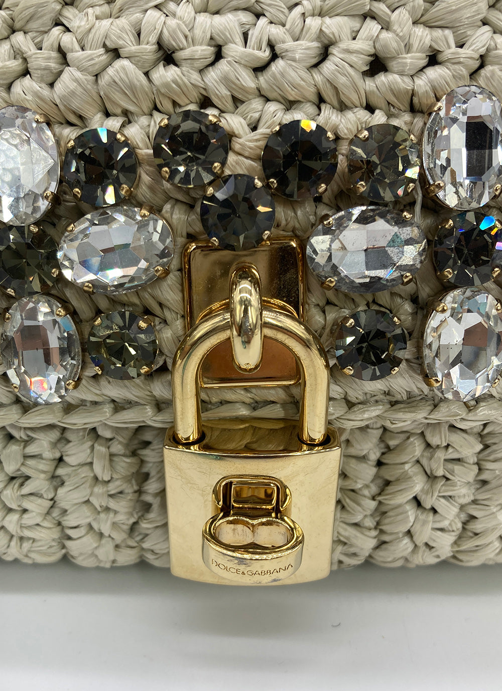 Dolce & Gabbana Crystal Raffia Flap Shoulder Bag