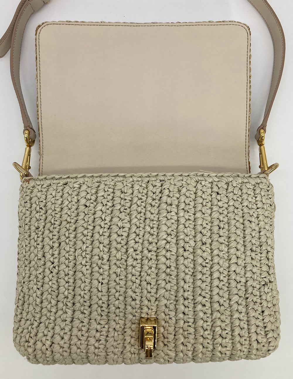 Dolce & Gabbana Crystal Raffia Flap Shoulder Bag