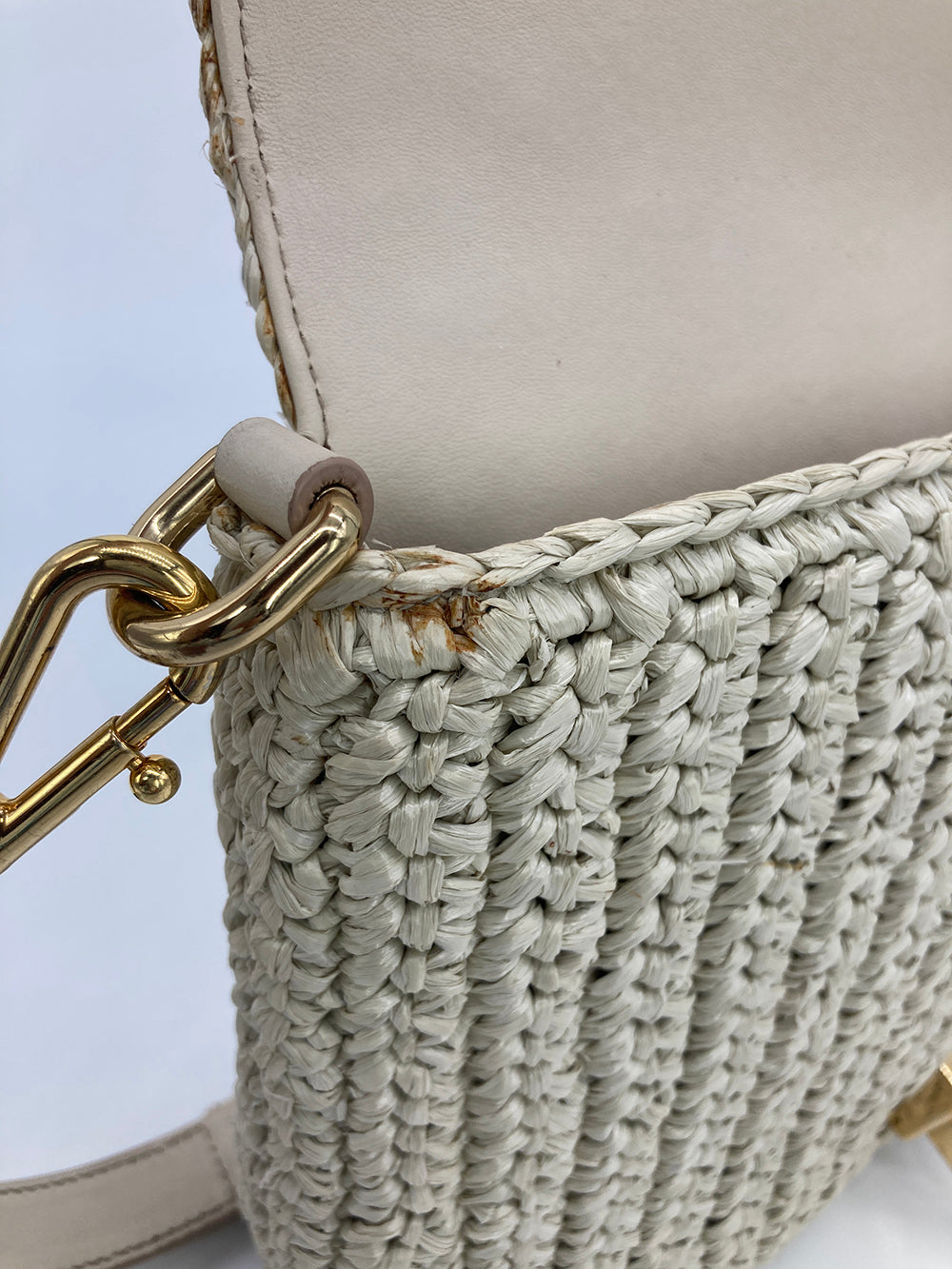 Dolce & Gabbana Crystal Raffia Flap Shoulder Bag