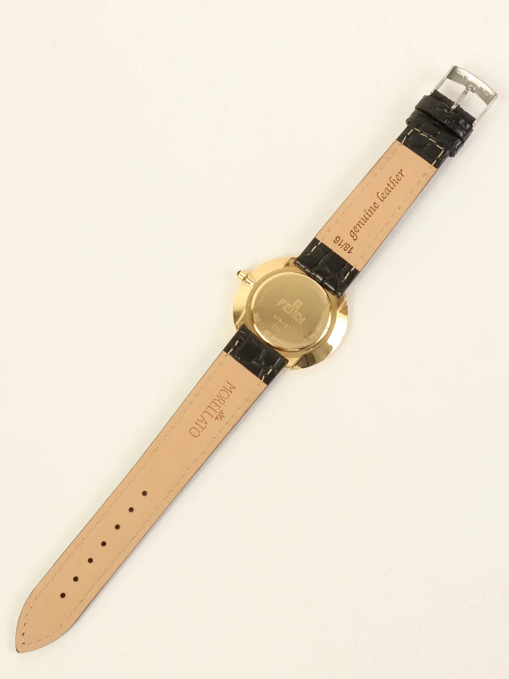 FENDI Boys Round Stripped Face Watch Black/Gold
