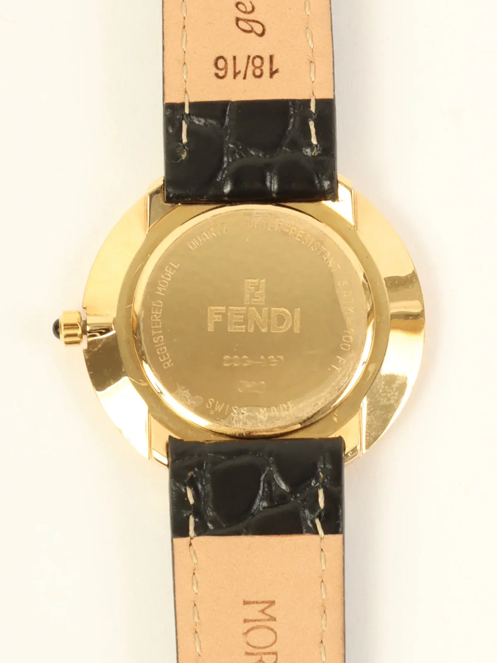 FENDI Boys Round Stripped Face Watch Black/Gold