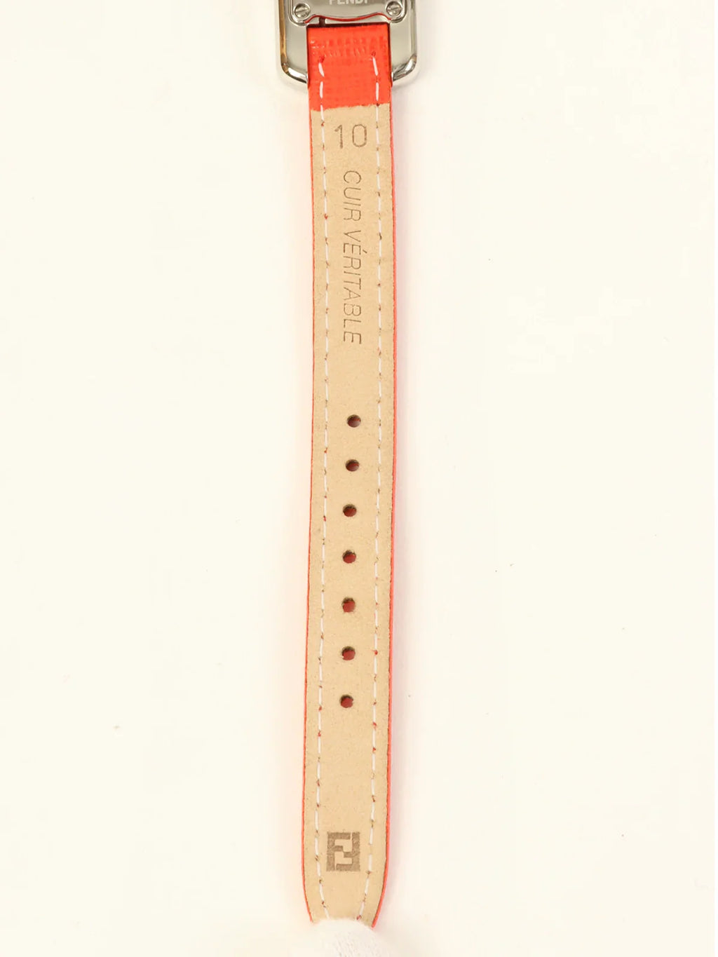 FENDI Square 2P Diamond Logo Face Watch Silver/Red