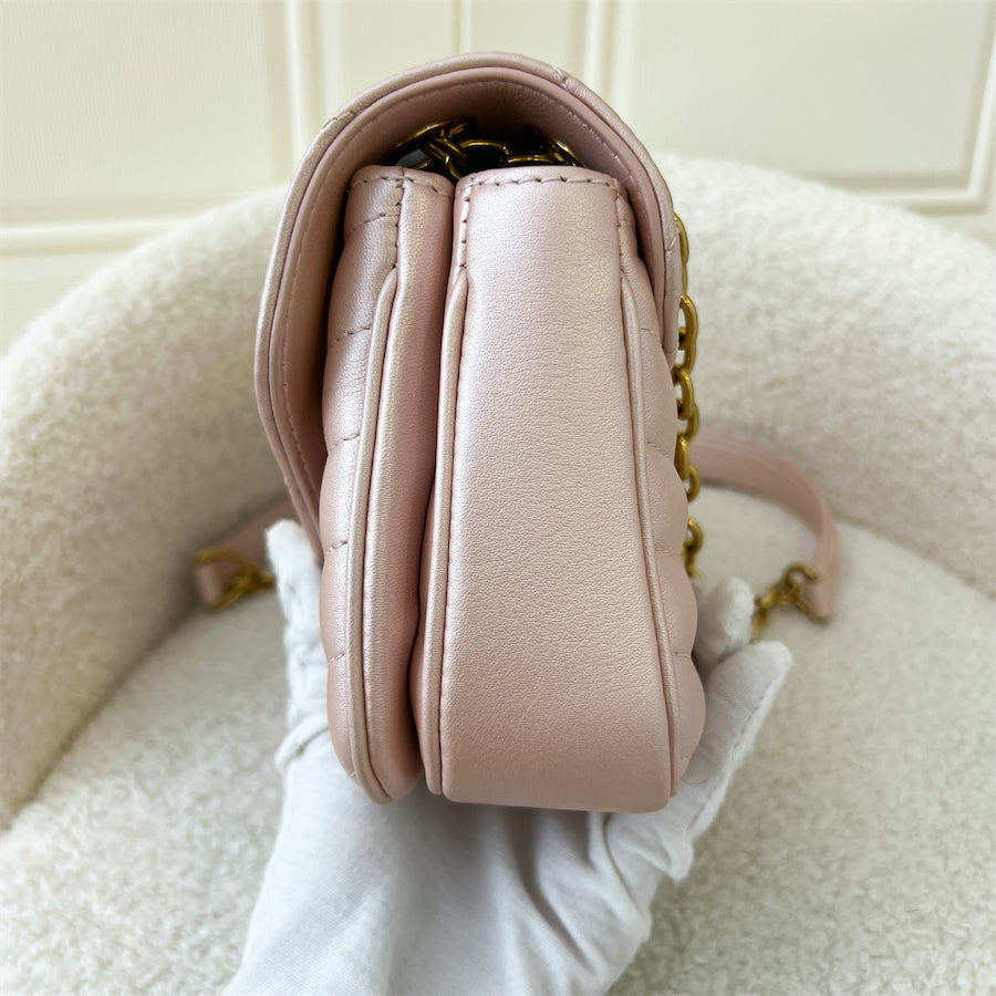 LV New Wave Chain Bag PM in Pearly Rose Blossom Calfskin GHW