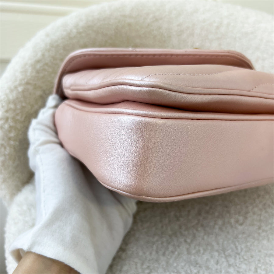 LV New Wave Chain Bag PM in Pearly Rose Blossom Calfskin GHW