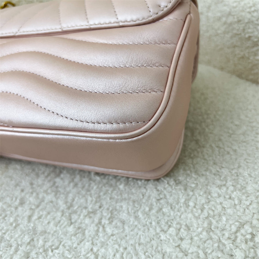 LV New Wave Chain Bag PM in Pearly Rose Blossom Calfskin GHW