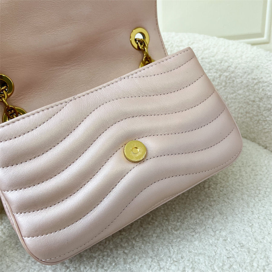 LV New Wave Chain Bag PM in Pearly Rose Blossom Calfskin GHW