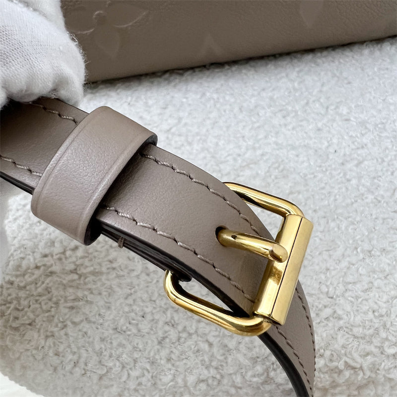 LV Speedy Bandouliere 25 in Tourterelle (Grey) Monogram Empreinte Leather and GHW