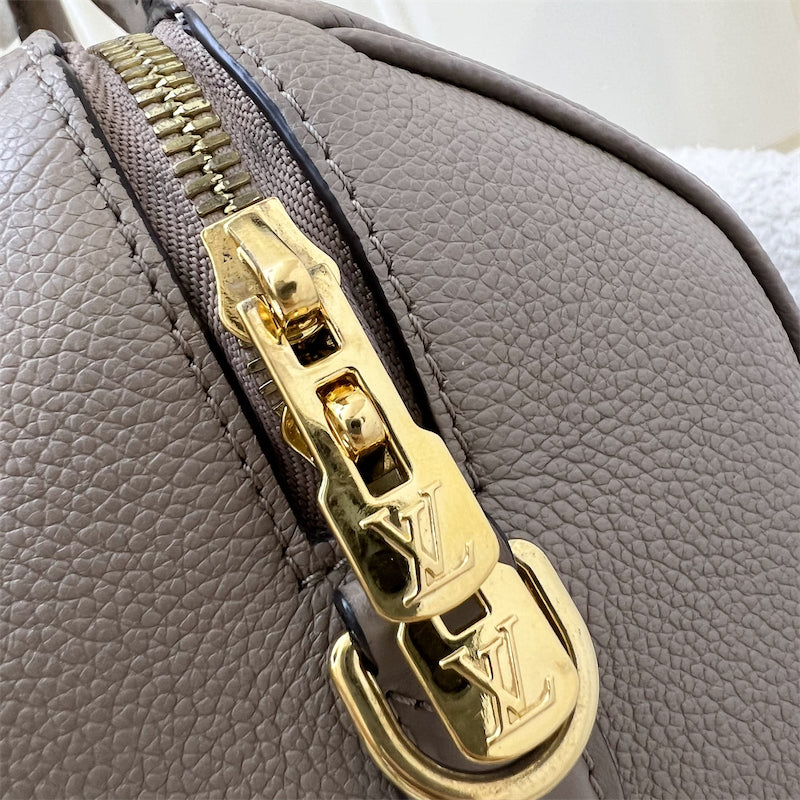 LV Speedy Bandouliere 25 in Tourterelle (Grey) Monogram Empreinte Leather and GHW