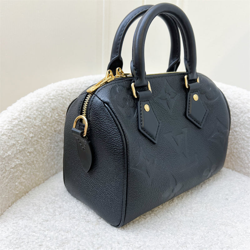 LV Speedy Bandouliere 20 in Black Giant Monogram Empreinte Leather and GHW
