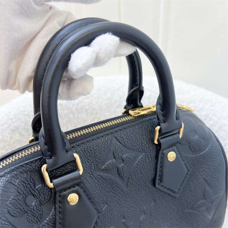 LV Speedy Bandouliere 20 in Black Giant Monogram Empreinte Leather and GHW