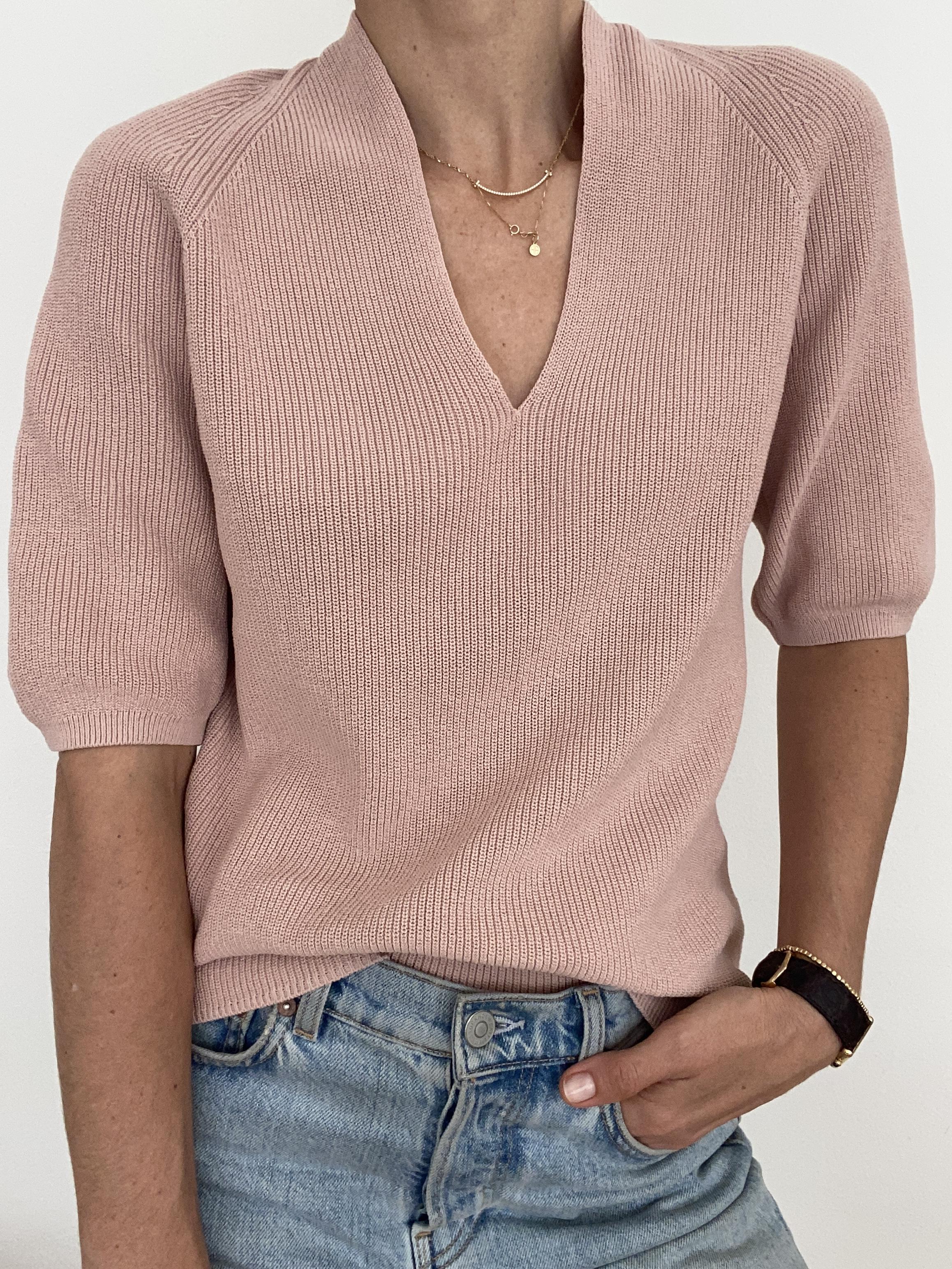 COTTON KNITWEAR IN ROSE - SIZE XS